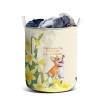 Wales Corgi and Daffodil Laundry Basket Welsh Dog Lovers - Wonder Print Shop