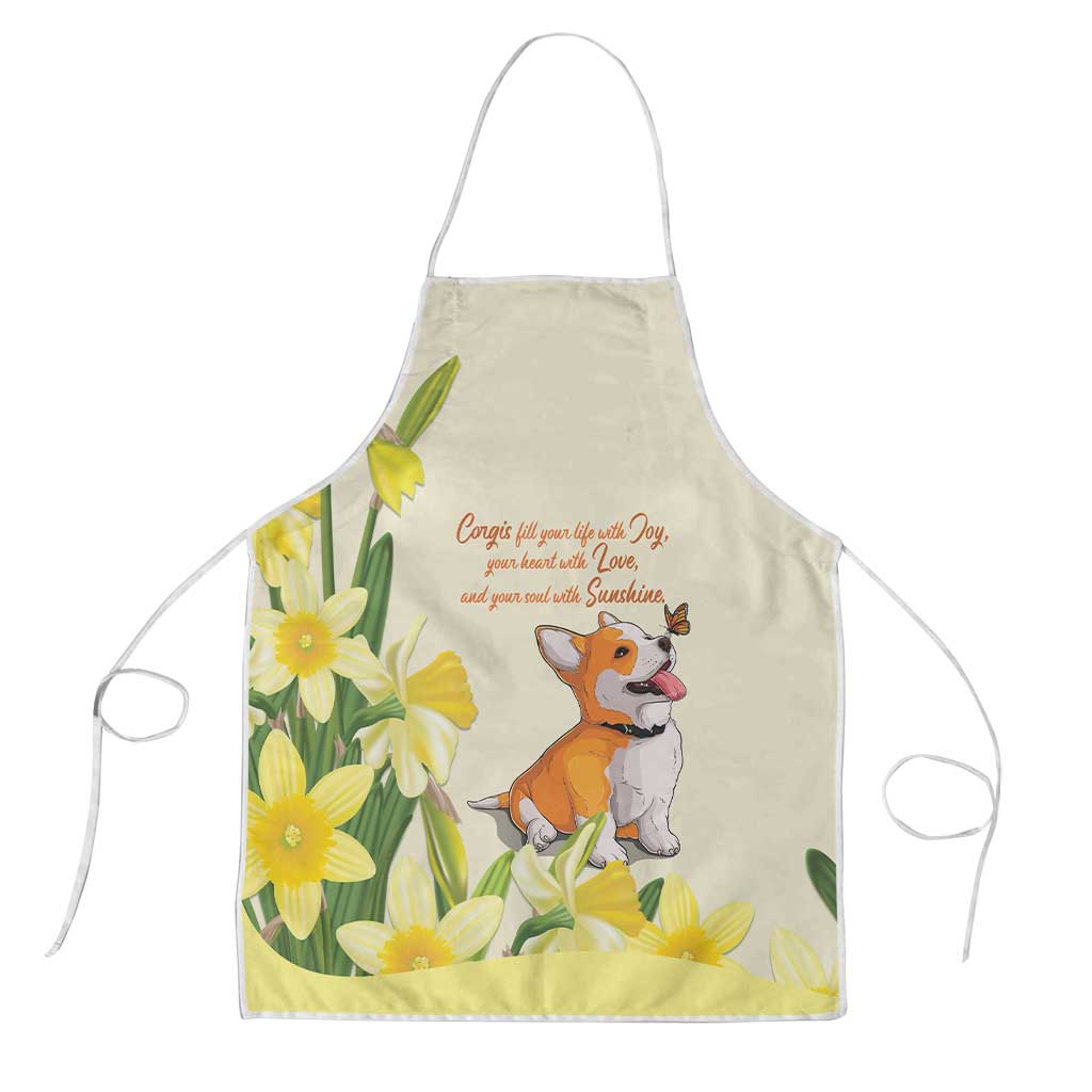 Wales Corgi and Daffodil Apron Welsh Dog Lovers - Wonder Print Shop