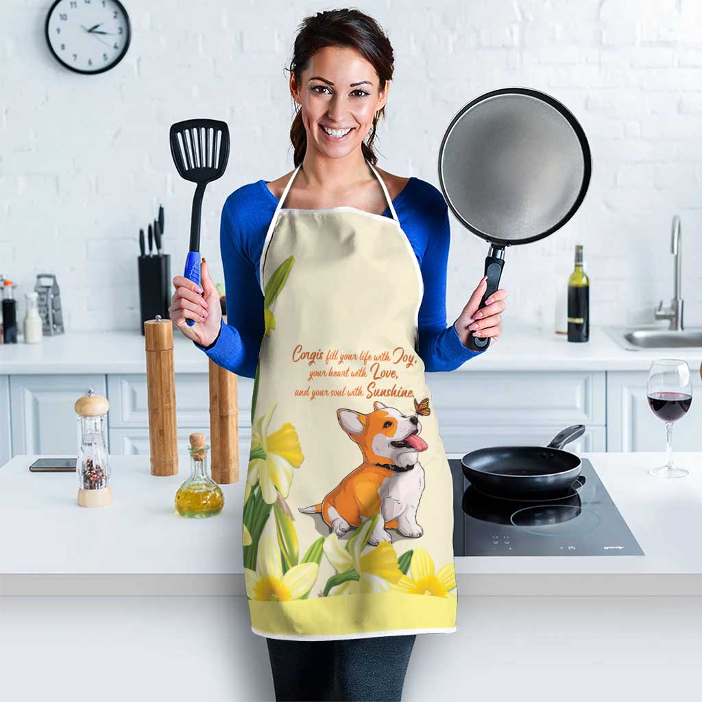 Wales Corgi and Daffodil Apron Welsh Dog Lovers - Wonder Print Shop