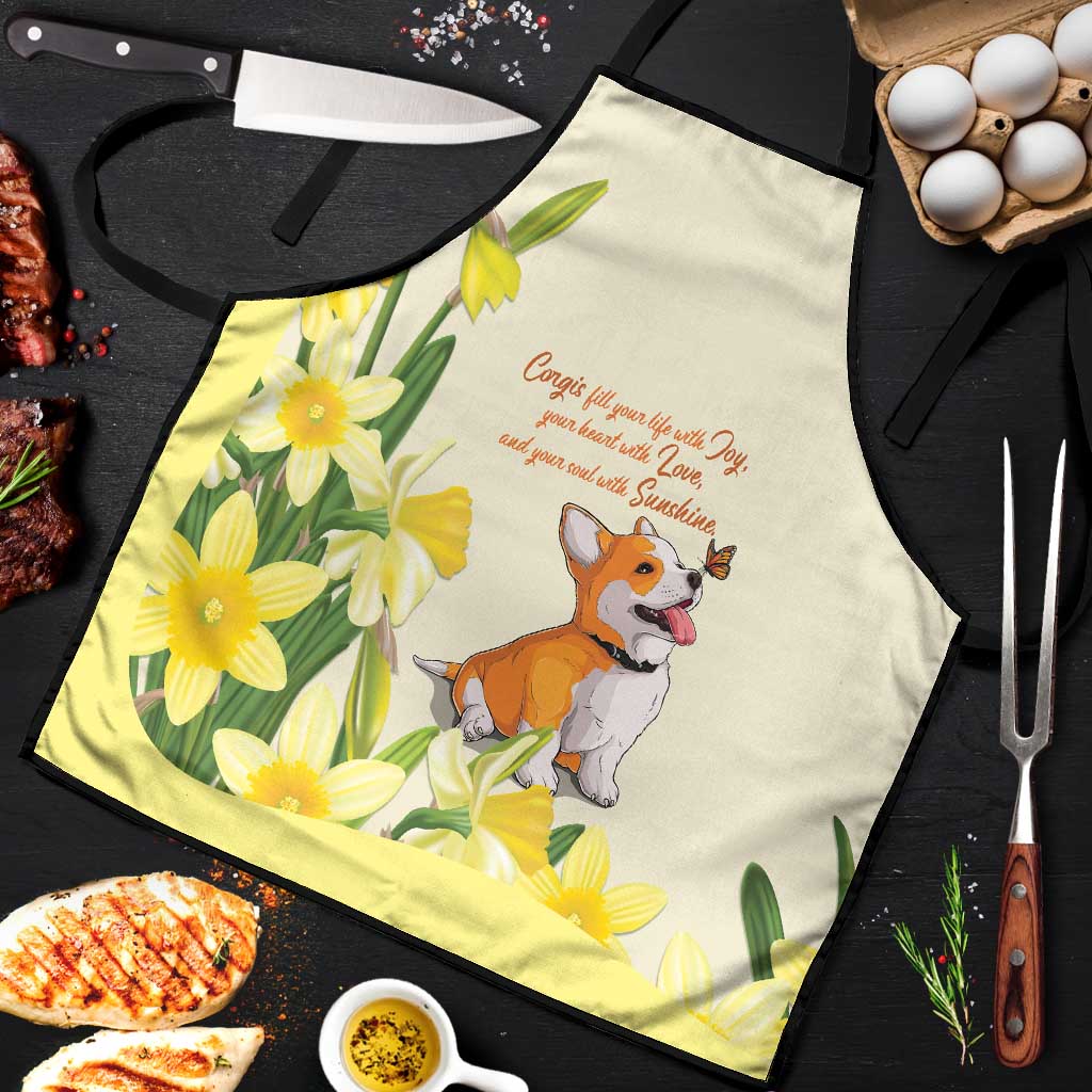 Wales Corgi and Daffodil Apron Welsh Dog Lovers - Wonder Print Shop