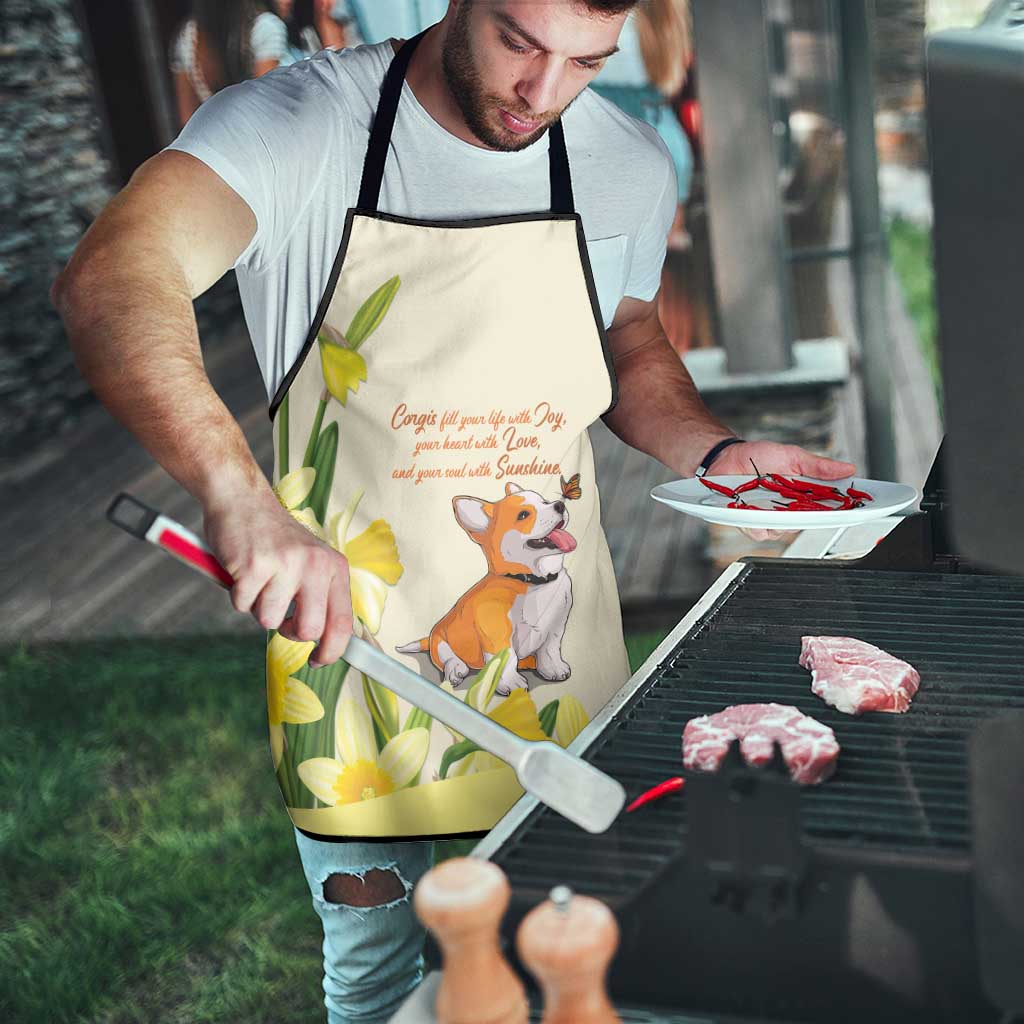 Wales Corgi and Daffodil Apron Welsh Dog Lovers - Wonder Print Shop