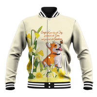 Personalised Wales Corgi and Daffodil Baseball Jacket Welsh Dog Lovers - Wonder Print Shop