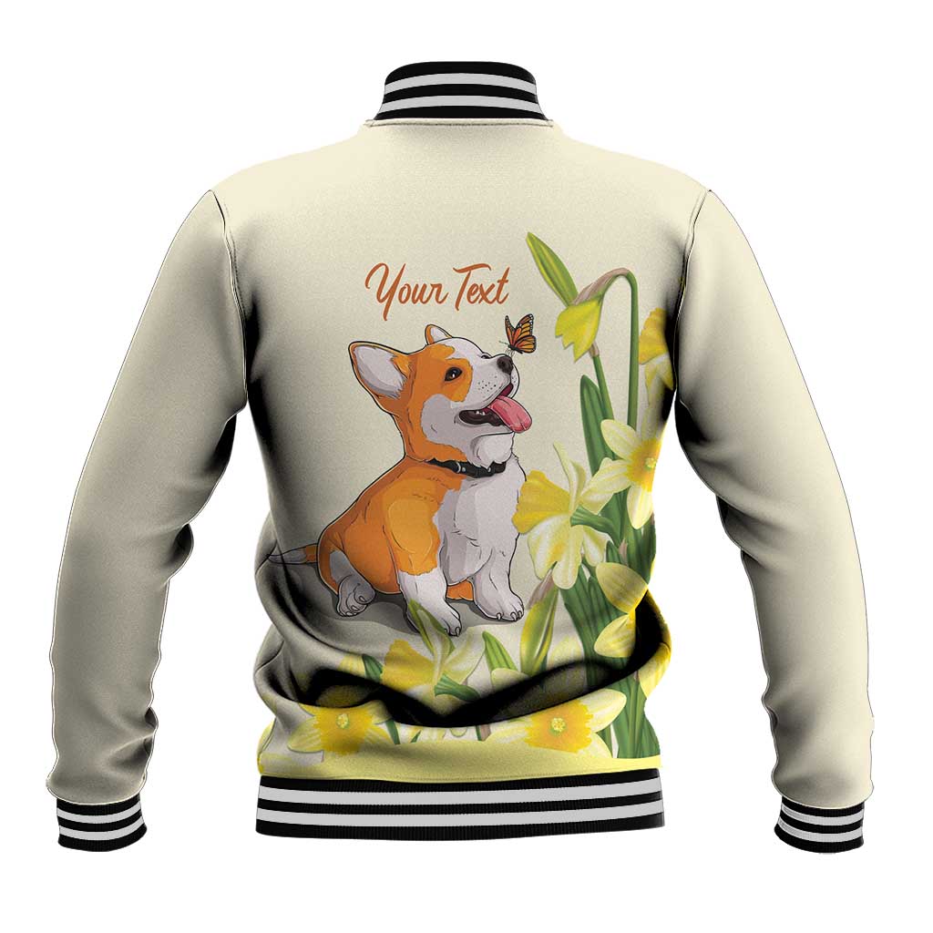 Personalised Wales Corgi and Daffodil Baseball Jacket Welsh Dog Lovers - Wonder Print Shop