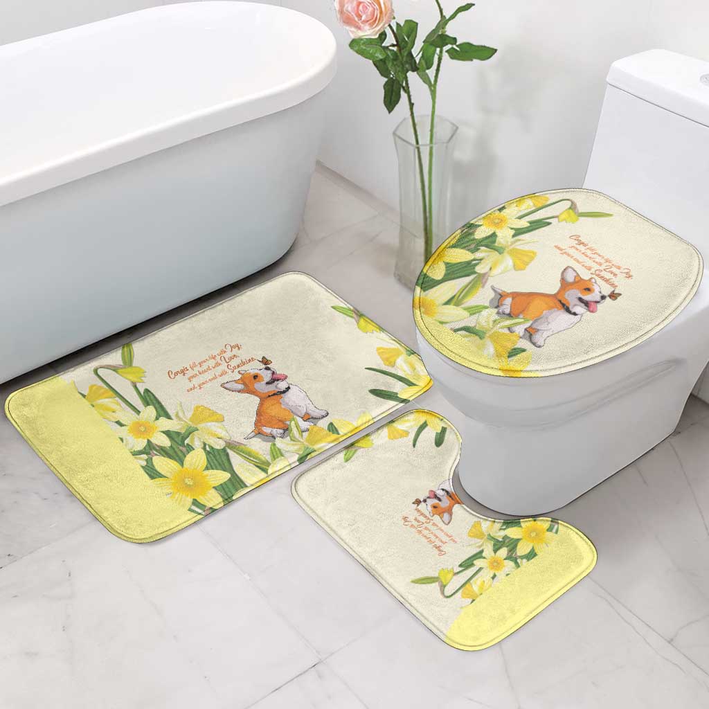 Wales Corgi and Daffodil Bathroom Set Welsh Dog Lovers - Wonder Print Shop