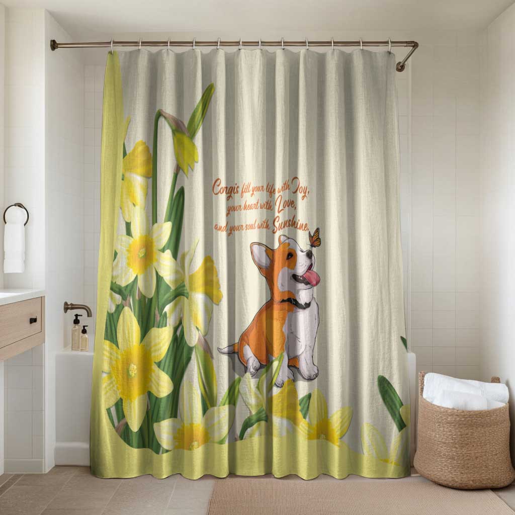 Wales Corgi and Daffodil Bathroom Set Welsh Dog Lovers - Wonder Print Shop