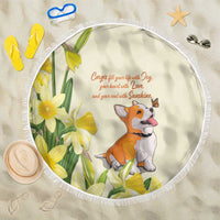 Wales Corgi and Daffodil Beach Blanket Welsh Dog Lovers - Wonder Print Shop