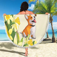 Wales Corgi and Daffodil Beach Blanket Welsh Dog Lovers - Wonder Print Shop