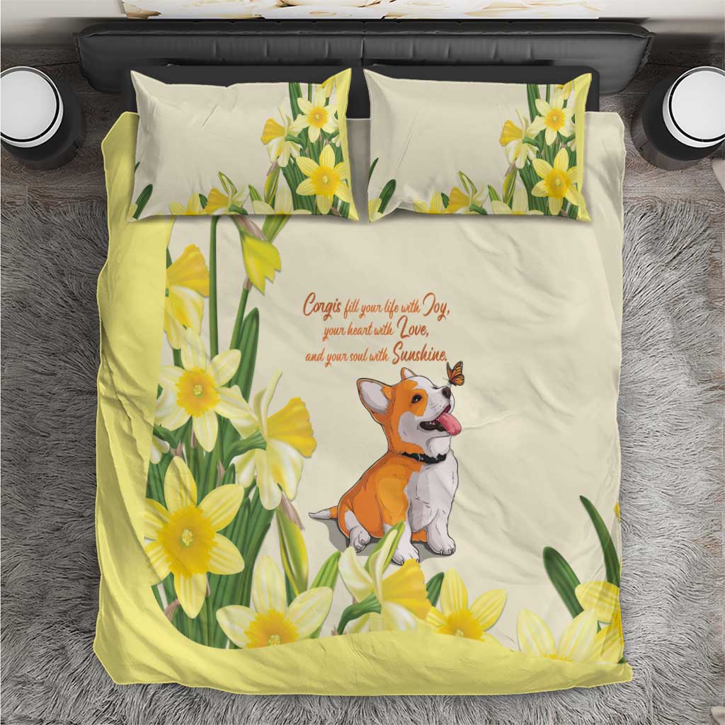 Wales Corgi and Daffodil Bedding Set Welsh Dog Lovers - Wonder Print Shop