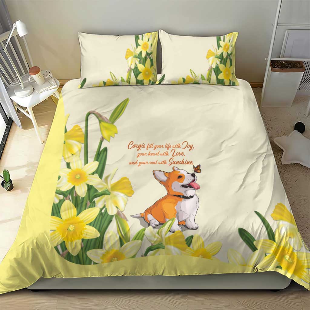 Wales Corgi and Daffodil Bedding Set Welsh Dog Lovers - Wonder Print Shop