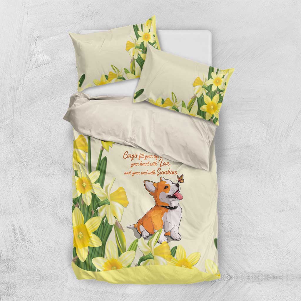 Wales Corgi and Daffodil Bedding Set Welsh Dog Lovers - Wonder Print Shop