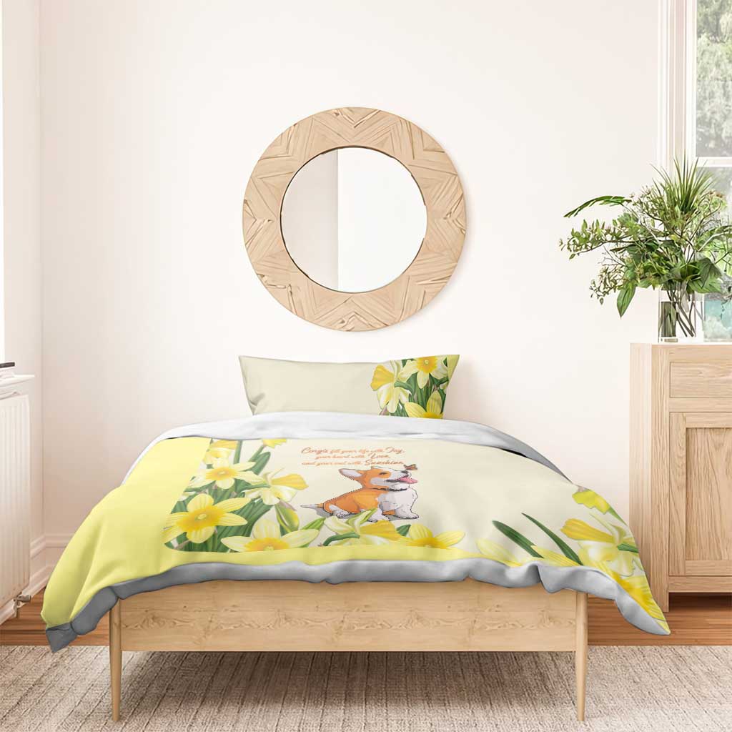 Wales Corgi and Daffodil Bedding Set Welsh Dog Lovers - Wonder Print Shop