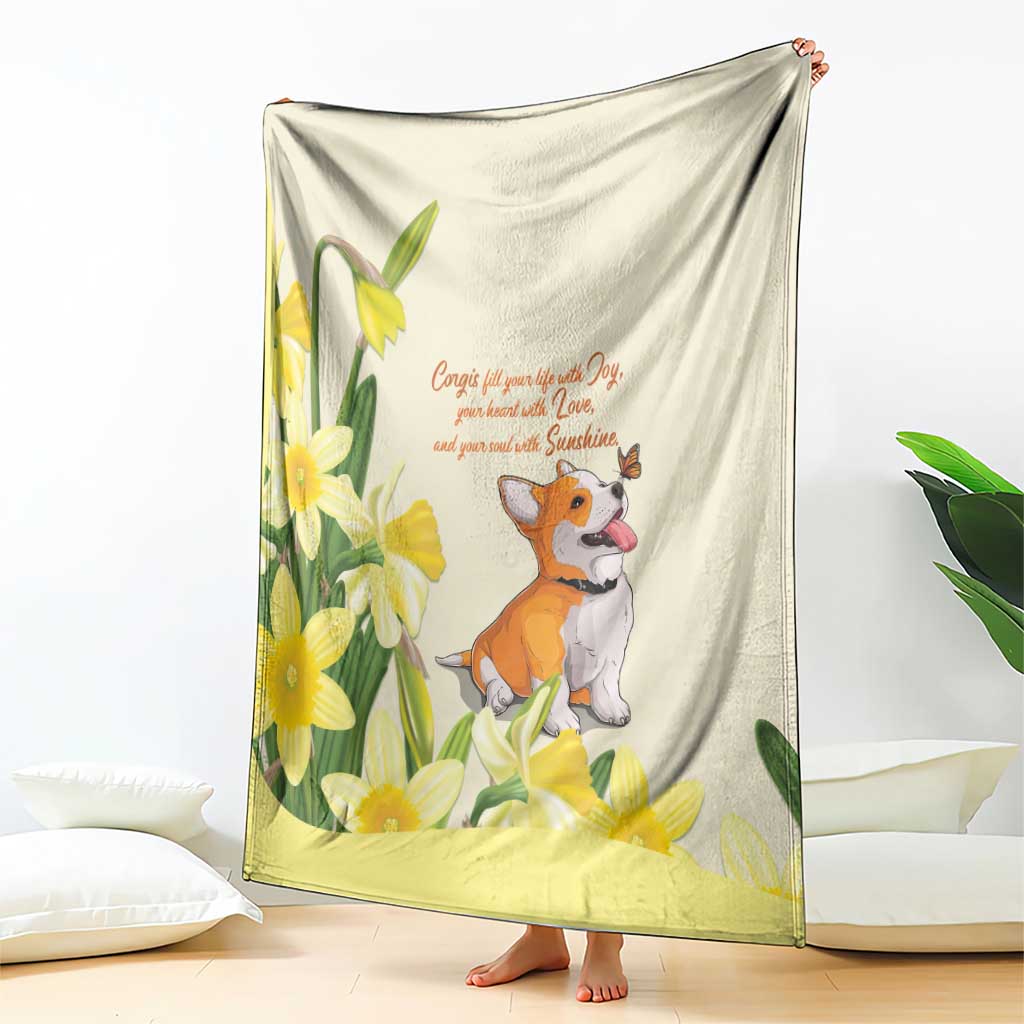 Wales Corgi and Daffodil Blanket Welsh Dog Lovers - Wonder Print Shop