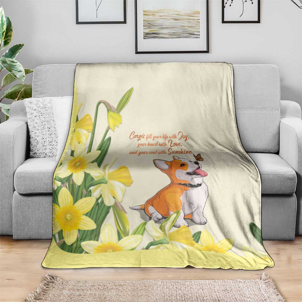Wales Corgi and Daffodil Blanket Welsh Dog Lovers - Wonder Print Shop