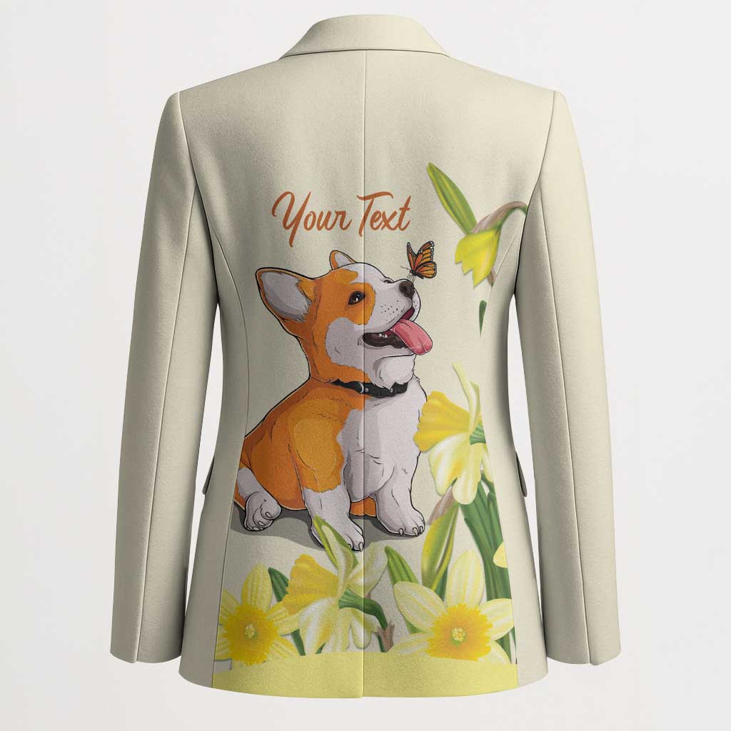 Personalised Wales Corgi and Daffodil Blazer Welsh Dog Lovers - Wonder Print Shop