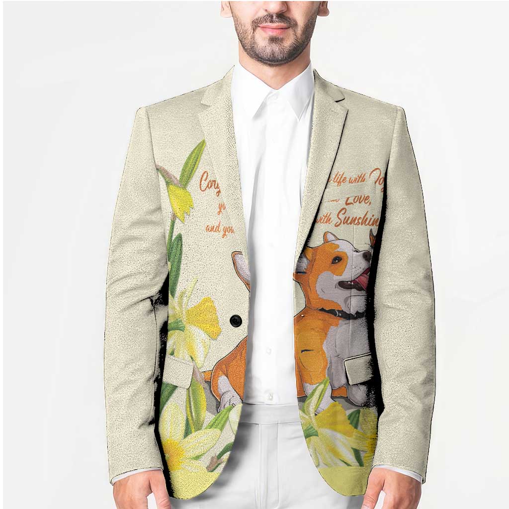 Personalised Wales Corgi and Daffodil Blazer Welsh Dog Lovers - Wonder Print Shop