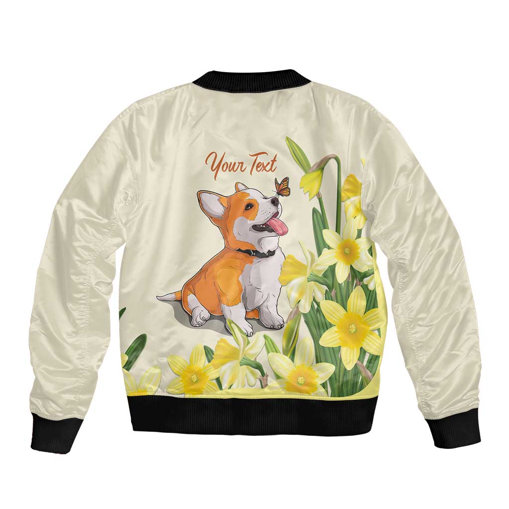Personalised Wales Corgi and Daffodil Bomber Jacket Welsh Dog Lovers - Wonder Print Shop