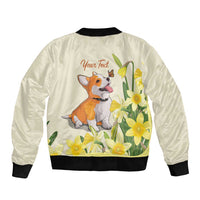 Personalised Wales Corgi and Daffodil Bomber Jacket Welsh Dog Lovers - Wonder Print Shop