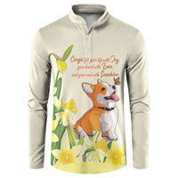 Personalised Wales Corgi and Daffodil Button Sweatshirt Welsh Dog Lovers - Wonder Print Shop