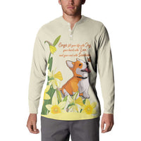 Personalised Wales Corgi and Daffodil Button Sweatshirt Welsh Dog Lovers - Wonder Print Shop