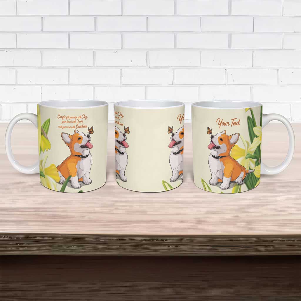 Personalised Wales Corgi and Daffodil Ceramic Mug Welsh Dog Lovers - Wonder Print Shop