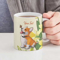 Personalised Wales Corgi and Daffodil Ceramic Mug Welsh Dog Lovers - Wonder Print Shop