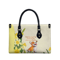 Wales Corgi and Daffodil Leather Bag Welsh Dog Lovers - Wonder Print Shop