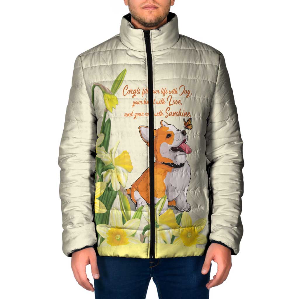 Personalised Wales Corgi and Daffodil Padded Jacket Welsh Dog Lovers - Wonder Print Shop