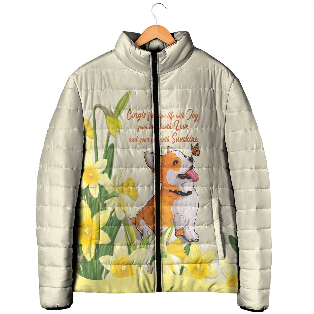 Personalised Wales Corgi and Daffodil Padded Jacket Welsh Dog Lovers - Wonder Print Shop