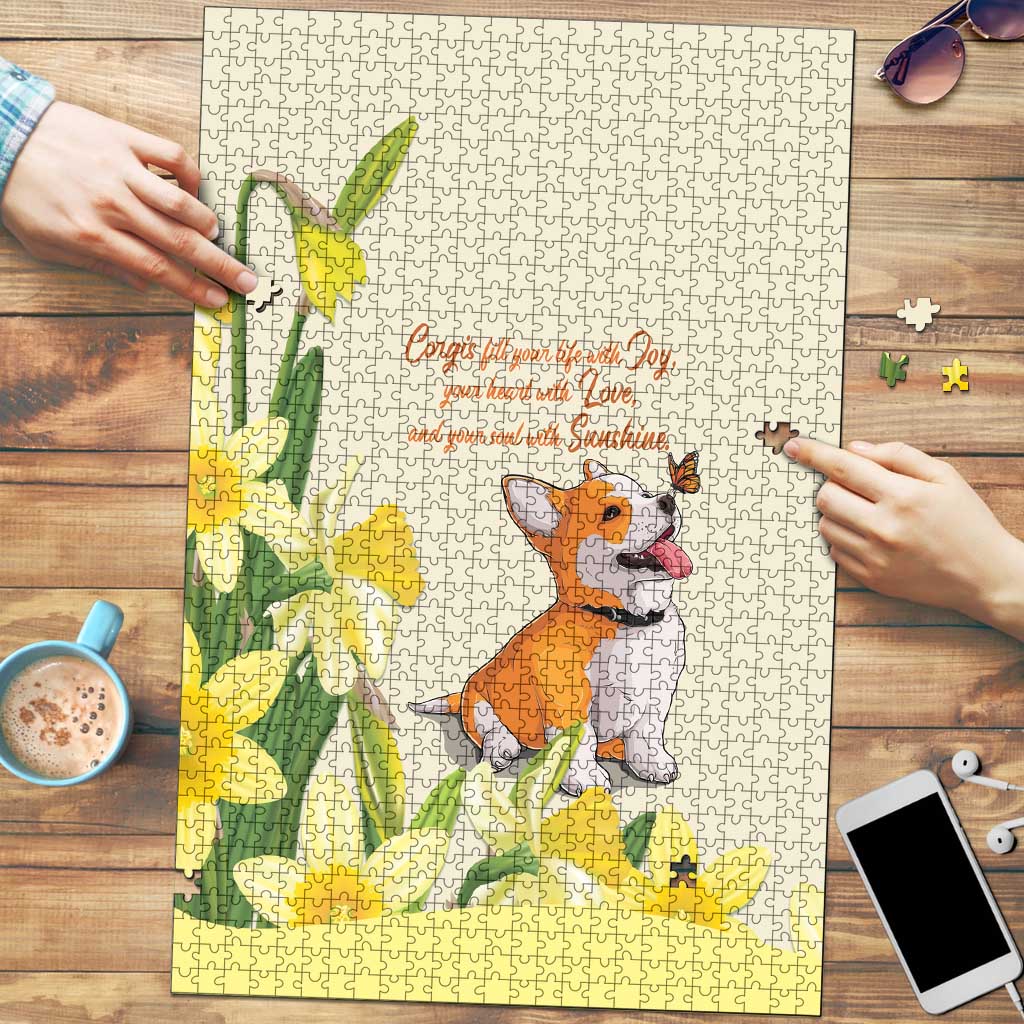 Wales Corgi and Daffodil Puzzle Welsh Dog Lovers - Wonder Print Shop