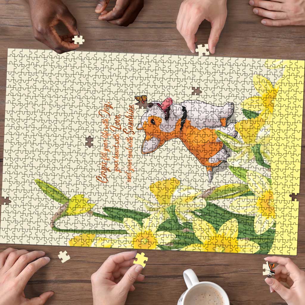 Wales Corgi and Daffodil Puzzle Welsh Dog Lovers - Wonder Print Shop