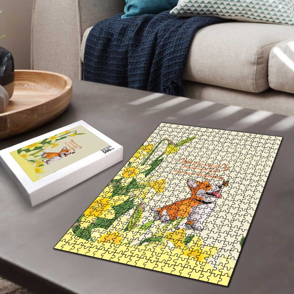Wales Corgi and Daffodil Puzzle Welsh Dog Lovers - Wonder Print Shop