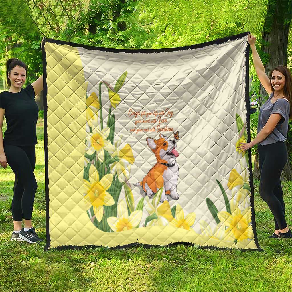 Wales Corgi and Daffodil Quilt Welsh Dog Lovers - Wonder Print Shop