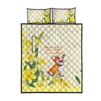 Wales Corgi and Daffodil Quilt Bed Set Welsh Dog Lovers - Wonder Print Shop