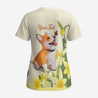 Personalised Wales Corgi and Daffodil Scrub Top Welsh Dog Lovers - Wonder Print Shop