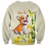Personalised Wales Corgi and Daffodil Sweatshirt Welsh Dog Lovers - Wonder Print Shop