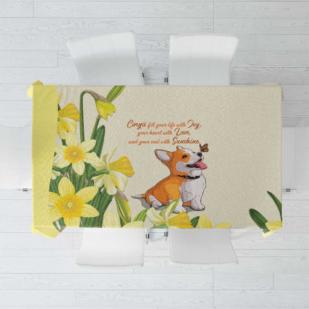Wales Corgi and Daffodil Tablecloth Welsh Dog Lovers - Wonder Print Shop
