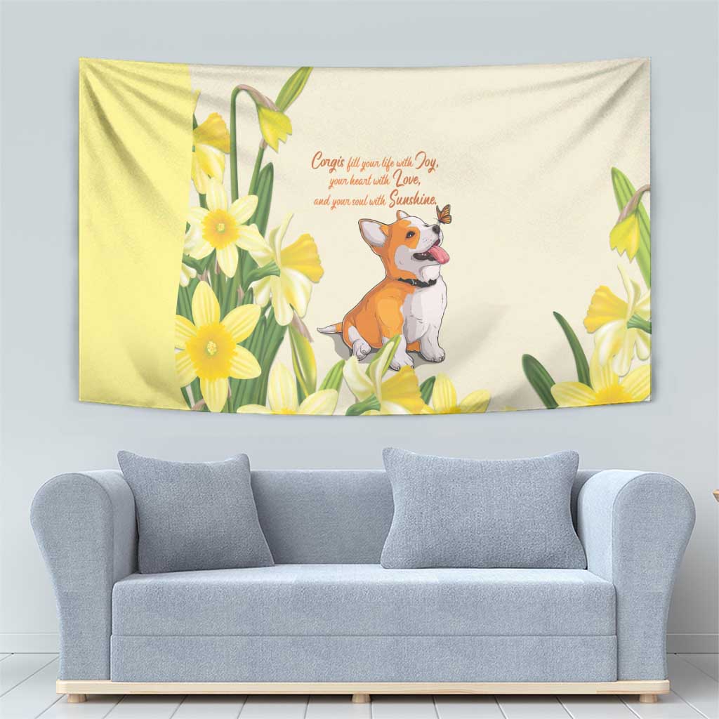 Wales Corgi and Daffodil Tapestry Welsh Dog Lovers - Wonder Print Shop