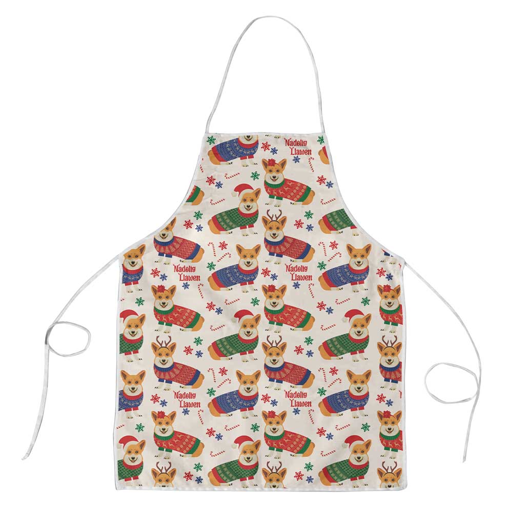 Wales Corgi Christmas Apron Nadolig Llawen Welsh Dog Seamless Vibes - Wonder Print Shop