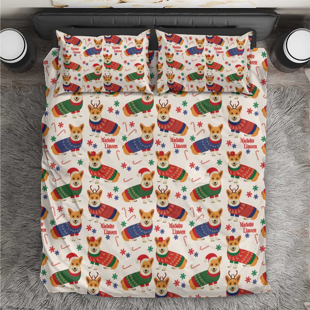 Wales Corgi Christmas Bedding Set Nadolig Llawen Welsh Dog Seamless Vibes - Wonder Print Shop