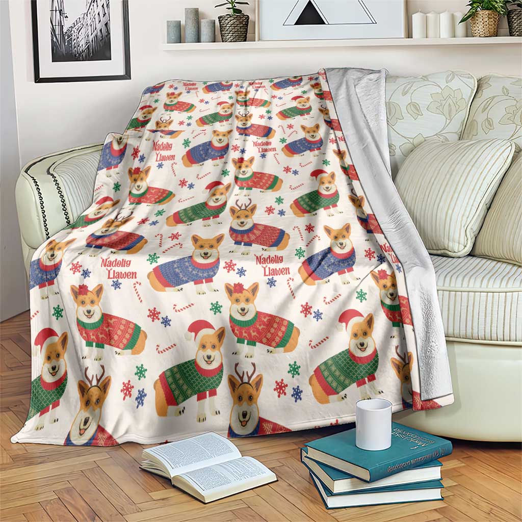 Wales Corgi Christmas Blanket Nadolig Llawen Welsh Dog Seamless Vibes - Wonder Print Shop