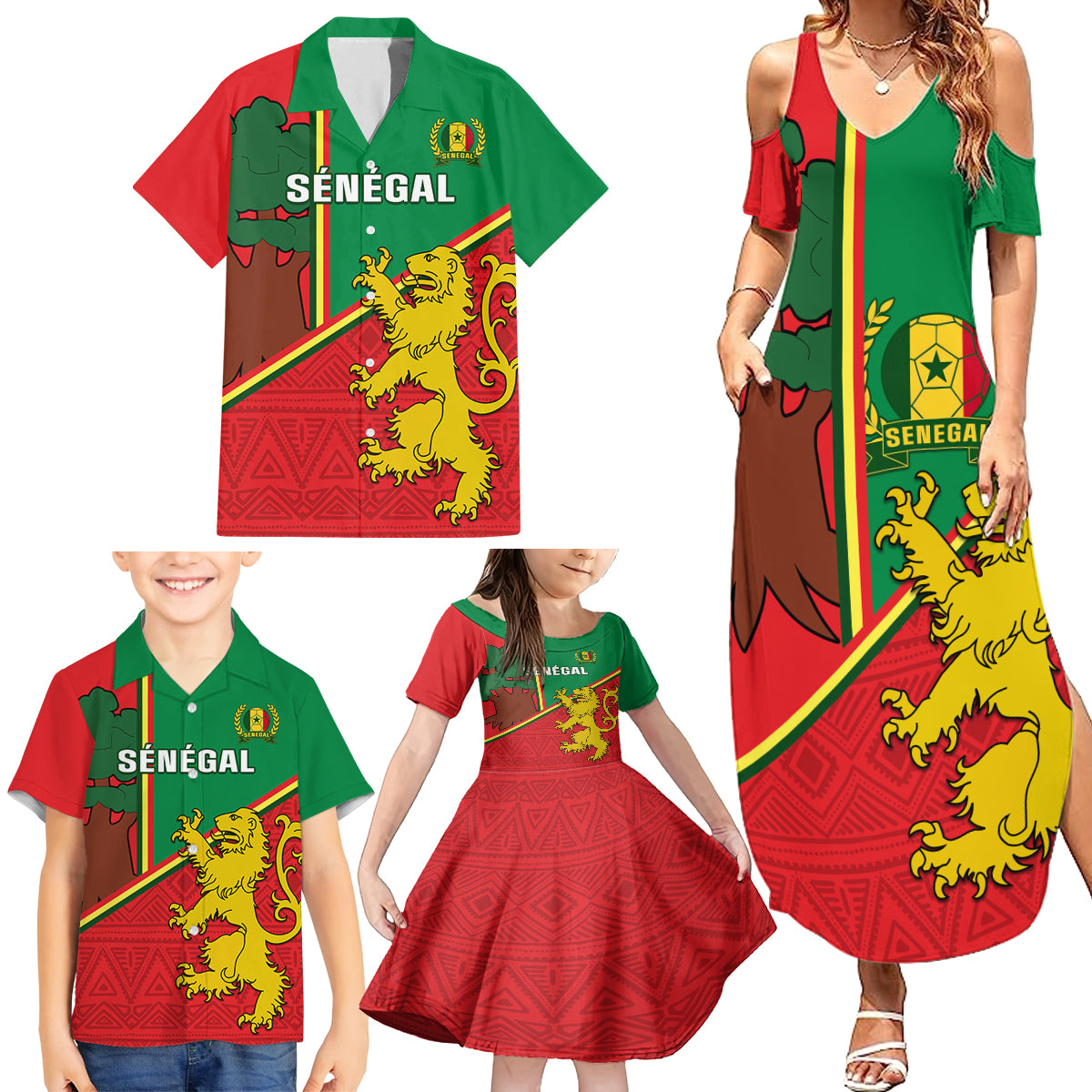 Senegal Football Family Matching Summer Maxi Dress and Hawaiian Shirt 2024 Go Champions Lions De La Teranga - Wonder Print Shop