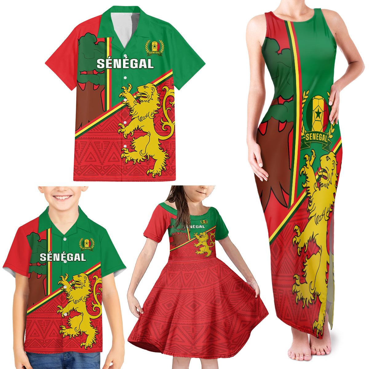 Senegal Football Family Matching Tank Maxi Dress and Hawaiian Shirt 2024 Go Champions Lions De La Teranga - Wonder Print Shop