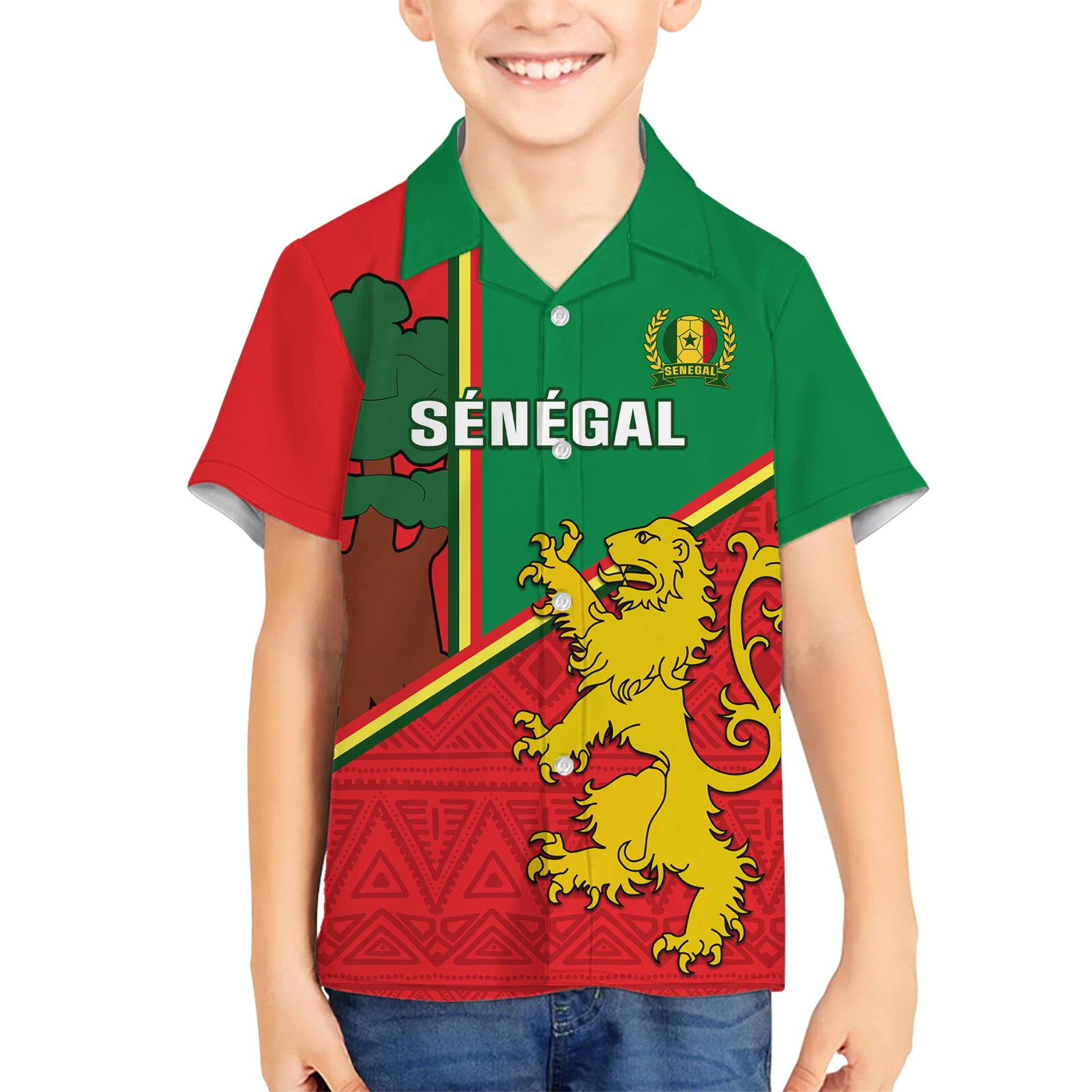 Senegal Football Kid Hawaiian Shirt 2024 Go Champions Lions De La Teranga - Wonder Print Shop