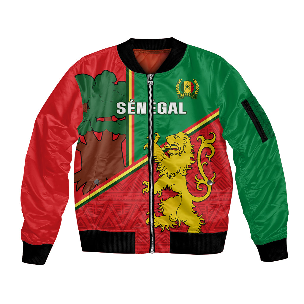 Senegal Football Sleeve Zip Bomber Jacket 2024 Go Champions Lions De La Teranga - Wonder Print Shop