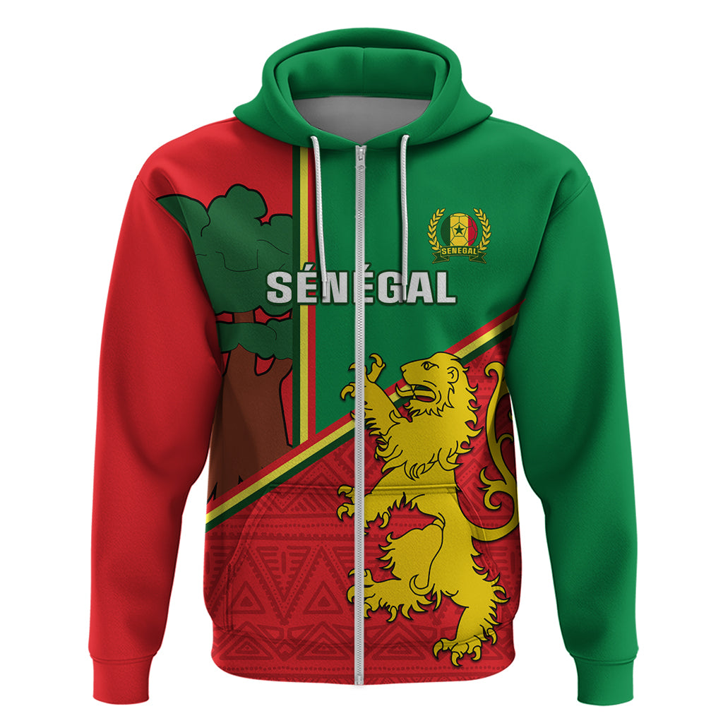 Senegal Football Zip Hoodie 2024 Go Champions Lions De La Teranga - Wonder Print Shop