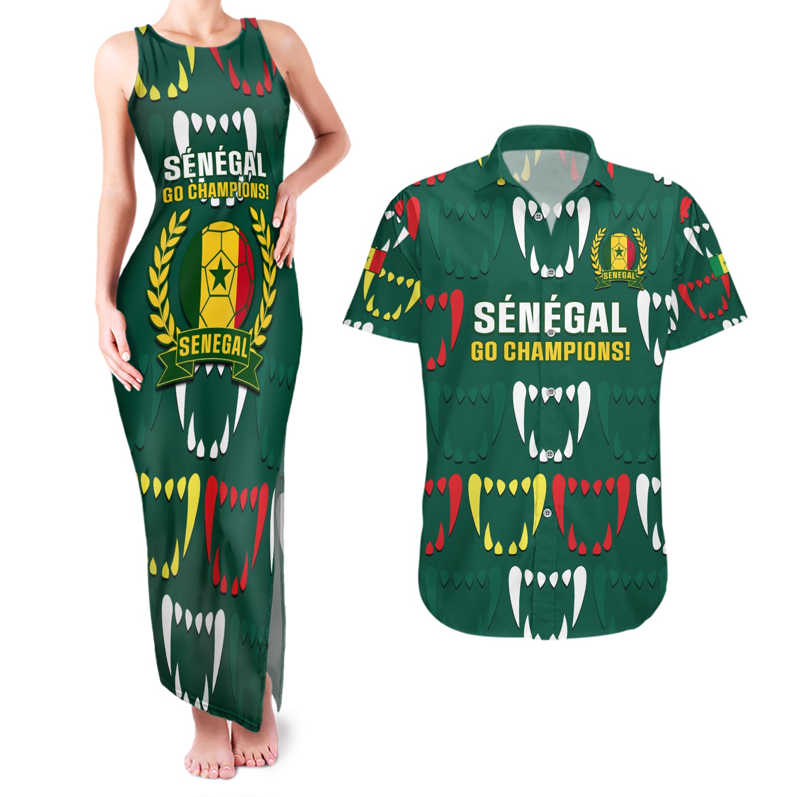 Custom Senegal Football Couples Matching Tank Maxi Dress and Hawaiian Shirt 2024 Culture Pour Home Style - Wonder Print Shop