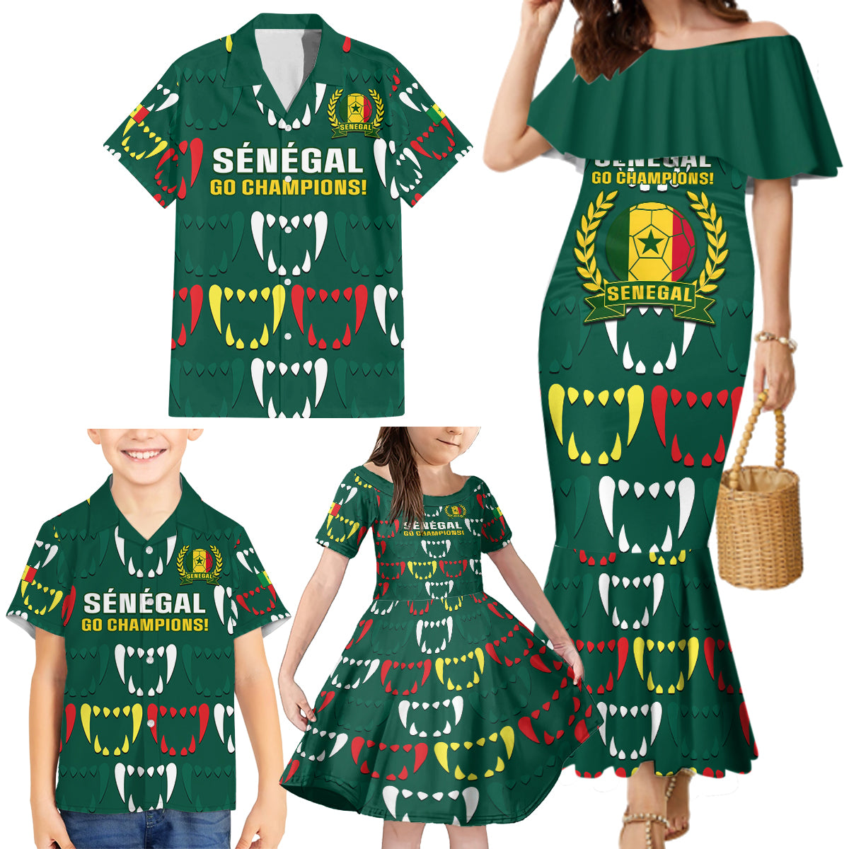 Custom Senegal Football Family Matching Mermaid Dress and Hawaiian Shirt 2024 Culture Pour Home Style - Wonder Print Shop