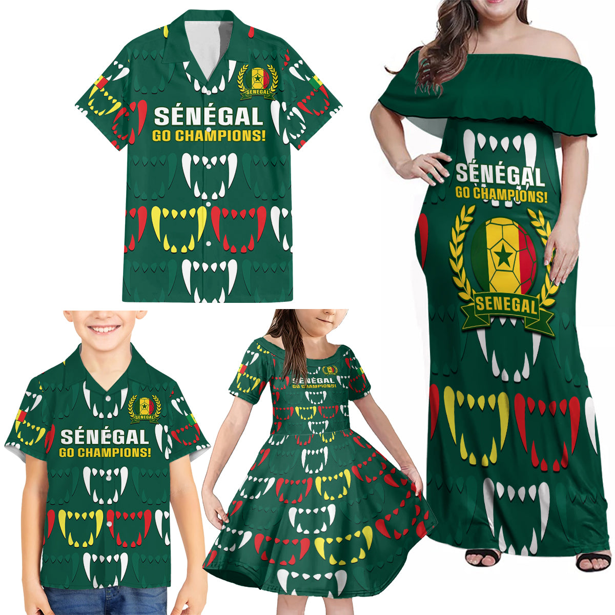 Custom Senegal Football Family Matching Off Shoulder Maxi Dress and Hawaiian Shirt 2024 Culture Pour Home Style - Wonder Print Shop