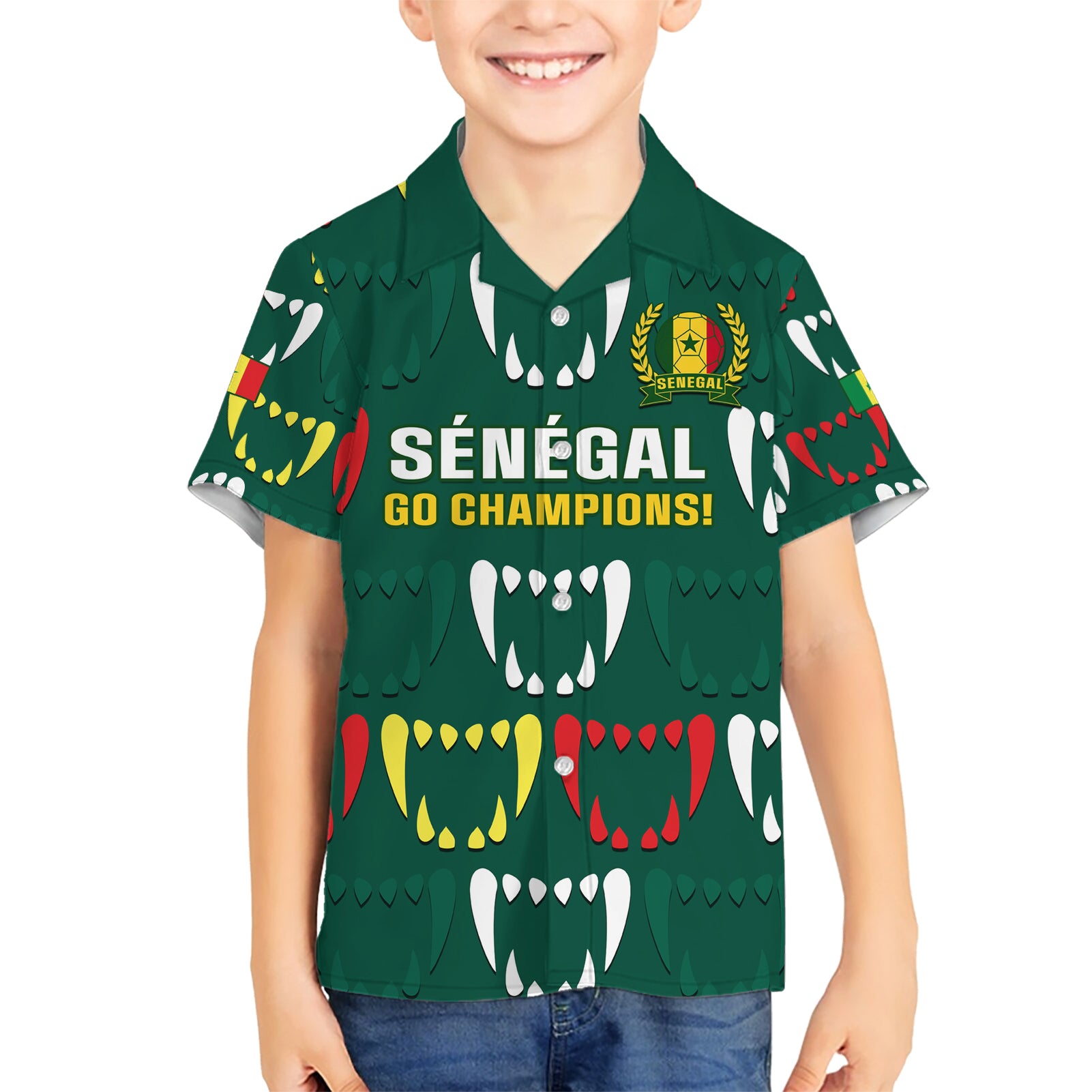 Custom Senegal Football Kid Hawaiian Shirt 2024 Culture Pour Home Style - Wonder Print Shop