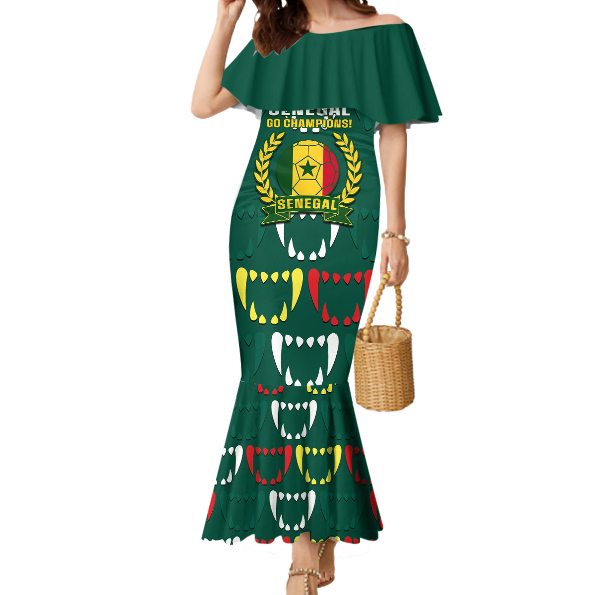 Custom Senegal Football Mermaid Dress 2024 Culture Pour Home Style - Wonder Print Shop